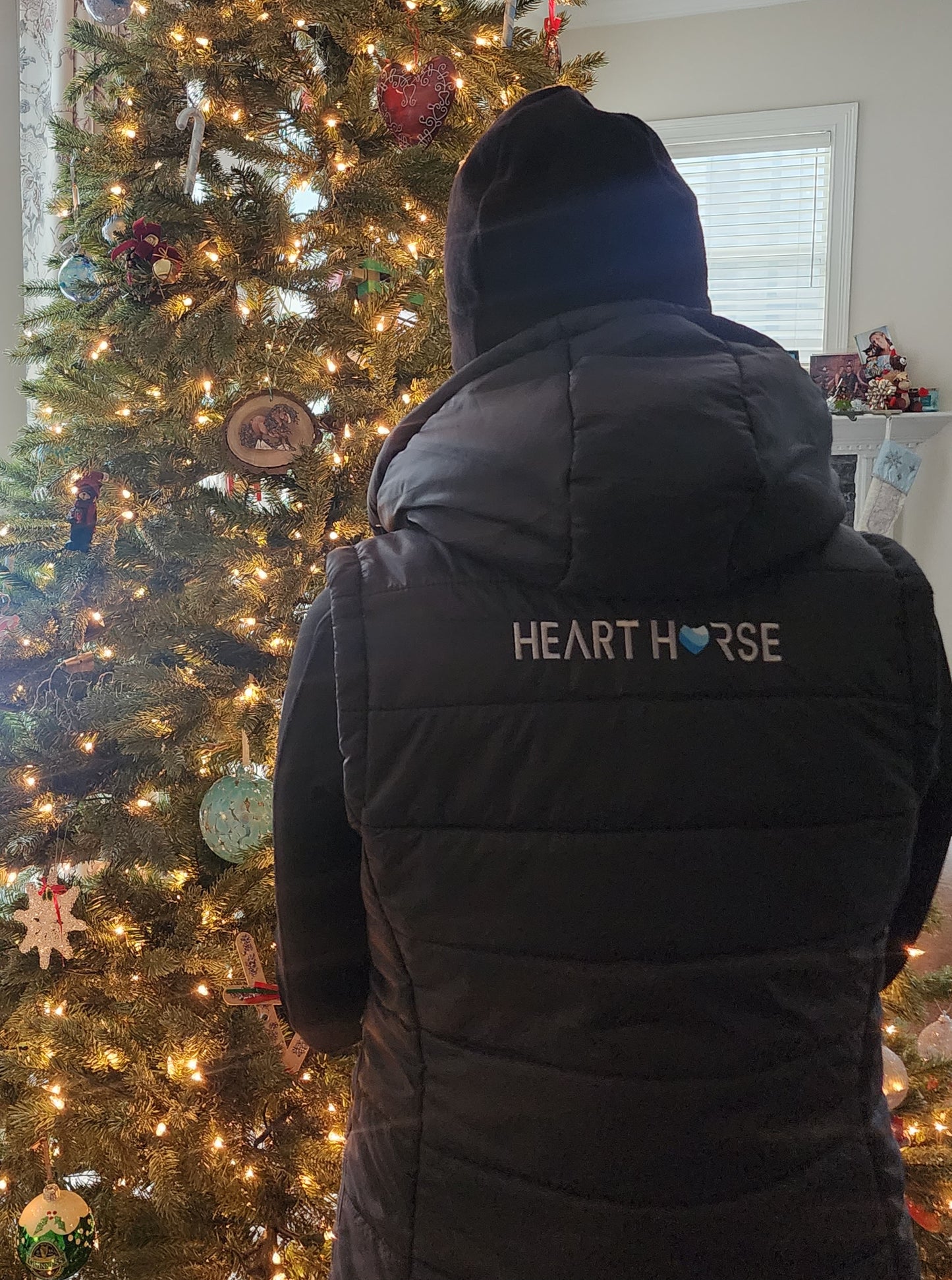 Hooded Heart Horse Puffy Vest