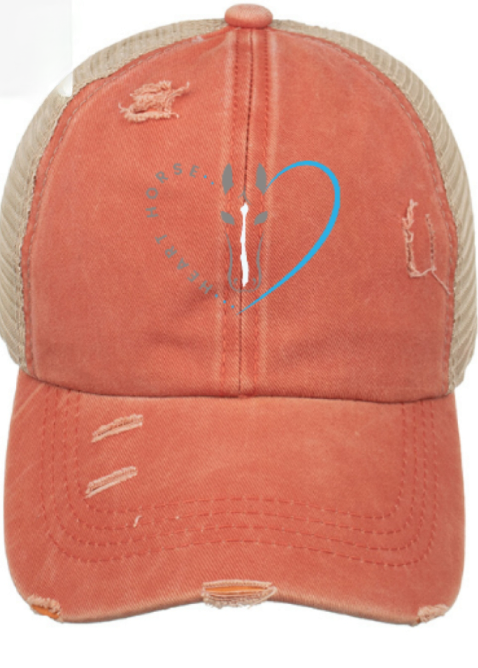 Distressed Fit & Fierce Trucker Hat with Ponytail back