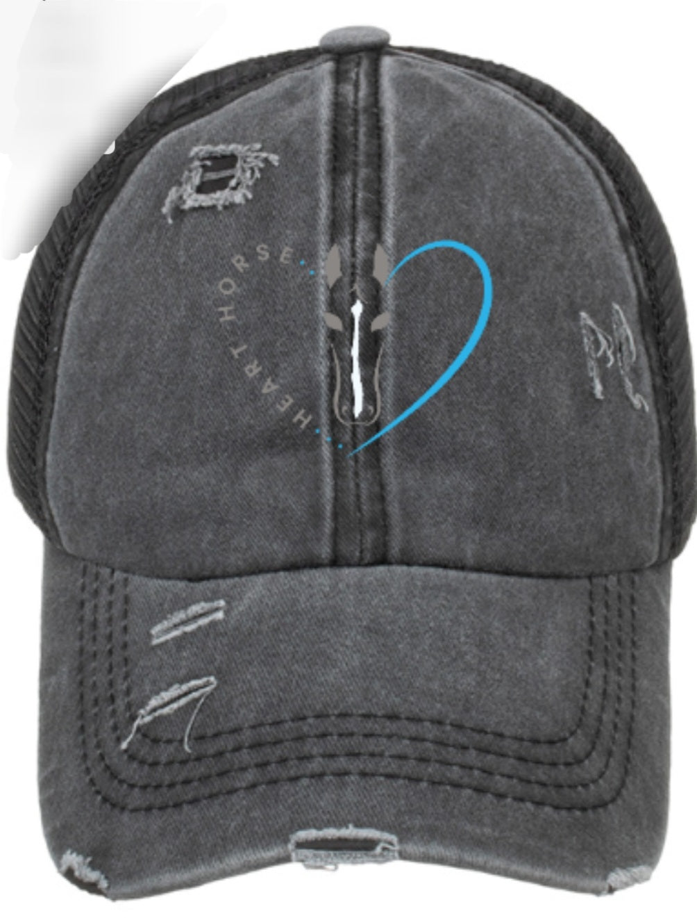Distressed Fit & Fierce Trucker Hat with Ponytail back