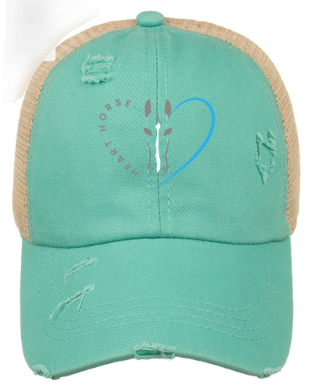 Distressed Fit & Fierce Trucker Hat with Ponytail back