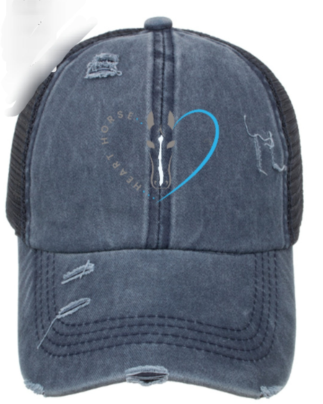 Distressed Fit & Fierce Trucker Hat with Ponytail back