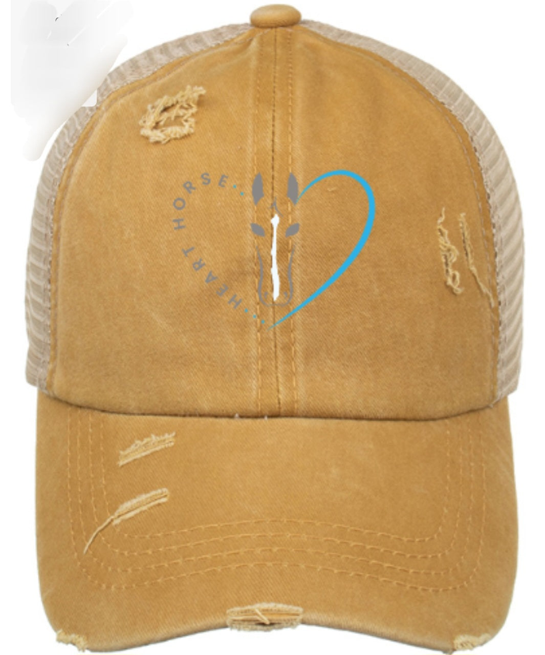 Distressed Fit & Fierce Trucker Hat with Ponytail back