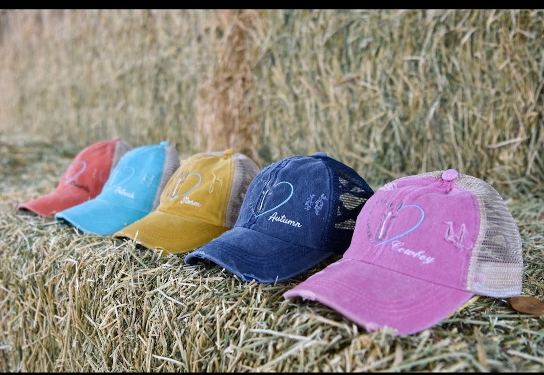 Distressed Fit & Fierce Trucker Hat with Ponytail back